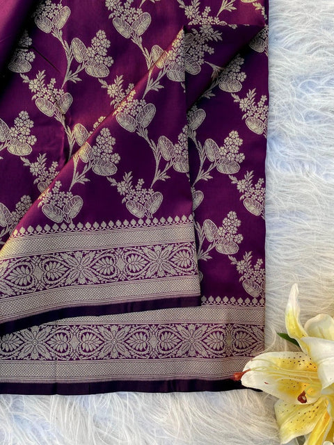 VastraLakshmi Charming Purple Soft Banarasi Silk Saree With Intricate Blouse Piece