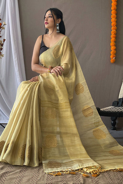 VastraLakshmi Woebegone Pista Soft Banarasi Tissue Silk Saree With Amiable Blouse Piece