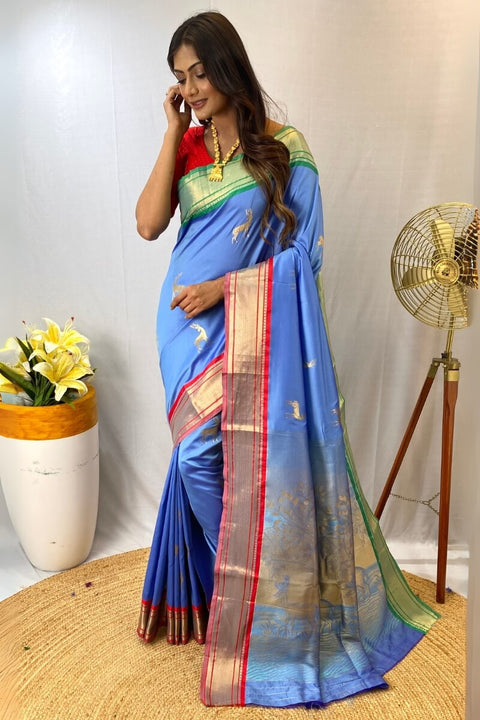 VastraLakshmi Blissful Firozi Soft Banarasi Silk Saree With Adoring Blouse Piece