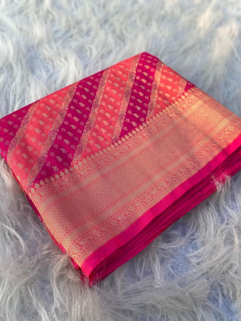 VastraLakshmi Pleasant Dark Pink Soft Banarasi Silk Saree With Beauteous Blouse Piece