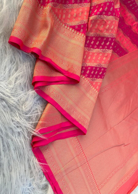 VastraLakshmi Pleasant Dark Pink Soft Banarasi Silk Saree With Beauteous Blouse Piece