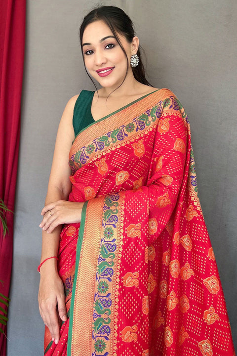 VastraLakshmi Angelic Red Patola Silk Saree with Entrancing Blouse Piece