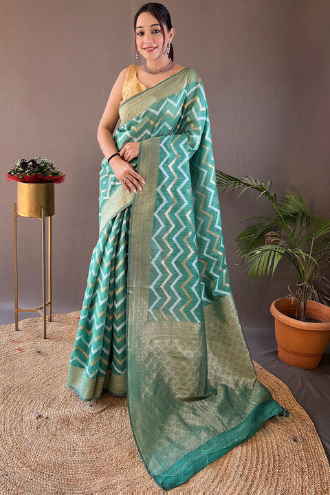 VastraLakshmi Outstanding Green Cotton Silk Saree With Capricious Blouse Piece