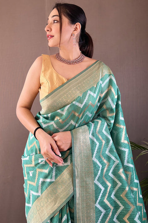 VastraLakshmi Outstanding Green Cotton Silk Saree With Capricious Blouse Piece