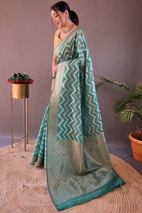 VastraLakshmi Outstanding Green Cotton Silk Saree With Capricious Blouse Piece