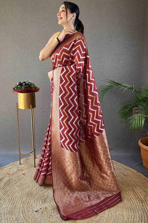 VastraLakshmi Pretty Maroon Cotton Silk Saree With Capricious Blouse Piece