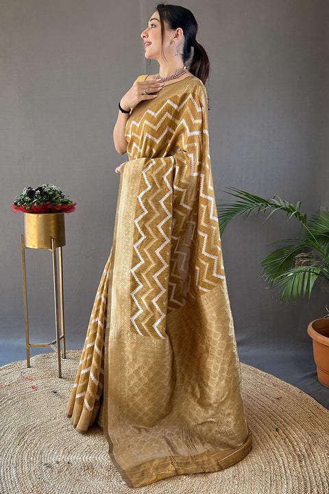 VastraLakshmi Beautiful Mustard Cotton Silk Saree With Intricate Blouse Piece