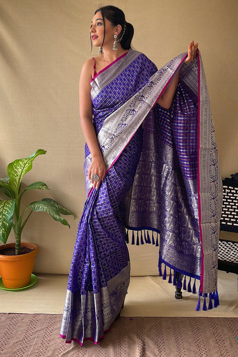 VastraLakshmi Murmurous Royal Blue Soft Banarasi Silk Saree With Lassitude  Blouse Piece