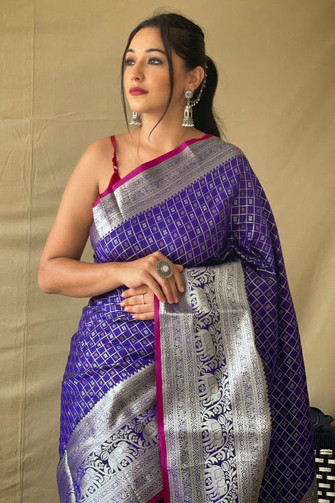 VastraLakshmi Murmurous Royal Blue Soft Banarasi Silk Saree With Lassitude  Blouse Piece