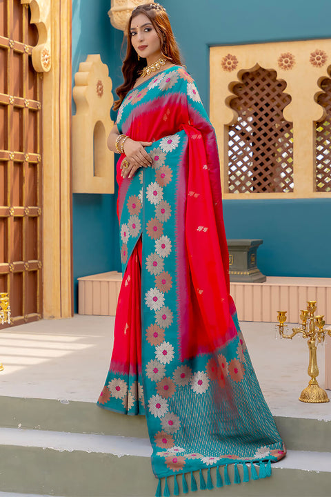 VastraLakshmi Gratifying Red Soft Banarasi Silk Saree With Seraglio Blouse Piece