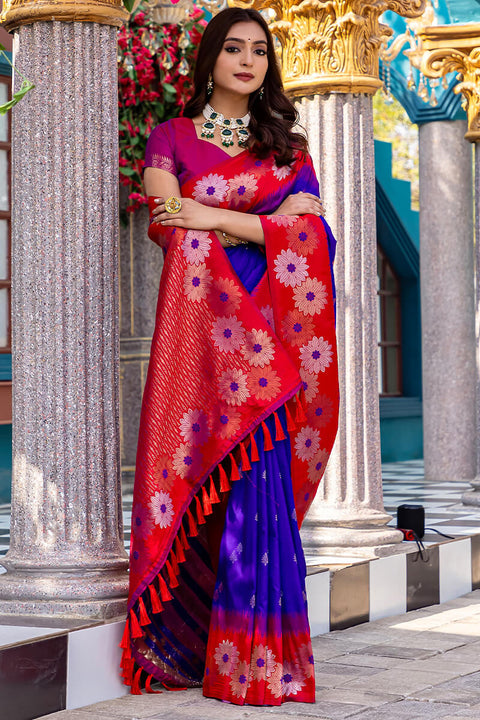 VastraLakshmi Mellifluous Royal Blue Soft Banarasi Silk Saree With Effervescent Blouse Piece