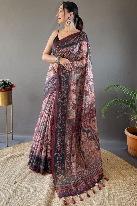 VastraLakshmi Inspiring Pink Digital Printed Cotton Silk Saree With Preferable Blouse Piece