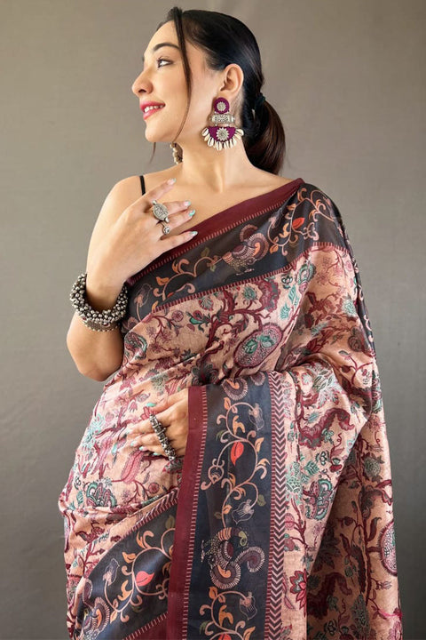 VastraLakshmi Inspiring Pink Digital Printed Cotton Silk Saree With Preferable Blouse Piece