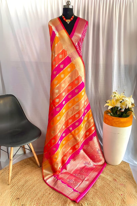 VastraLakshmi Sempiternal Multicolor Soft Banarasi Silk Saree With Charismatic Blouse Piece