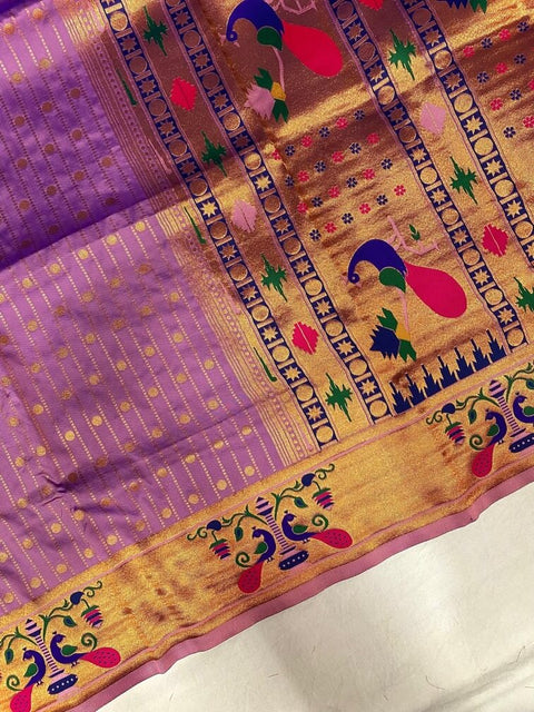 VastraLakshmi Mellifluous Lavender Paithani Silk Saree With Fantabulous Blouse Piece