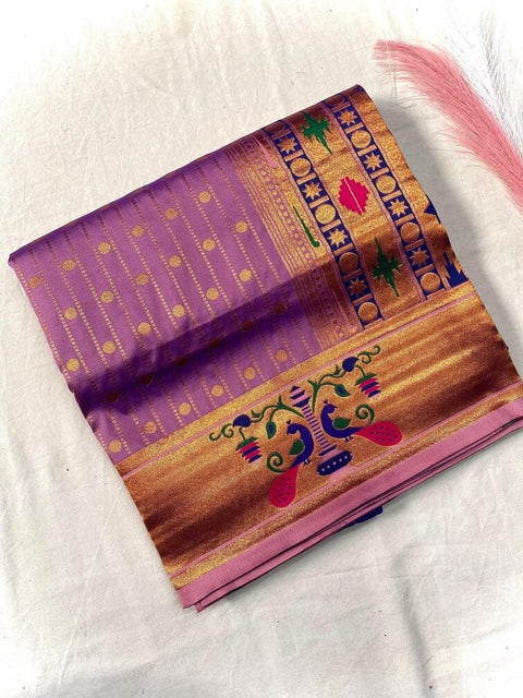 VastraLakshmi Mellifluous Lavender Paithani Silk Saree With Fantabulous Blouse Piece