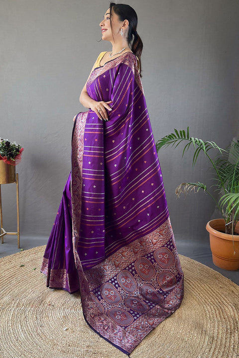 VastraLakshmi Traditional Purple Soft Banarasi Silk Saree With Preferable Blouse Piece