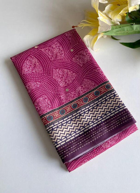 VastraLakshmi Elaborate Dark Pink Digital Printed Soft Silk Saree With Luxuriant Blouse Piece