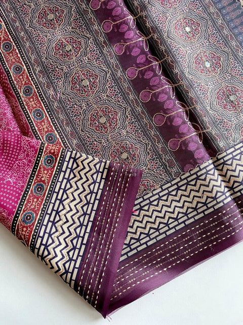 VastraLakshmi Elaborate Dark Pink Digital Printed Soft Silk Saree With Luxuriant Blouse Piece