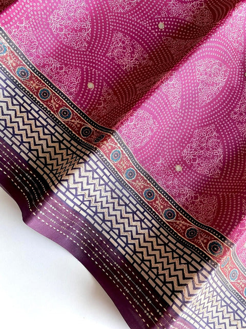 VastraLakshmi Elaborate Dark Pink Digital Printed Soft Silk Saree With Luxuriant Blouse Piece