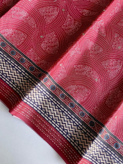 VastraLakshmi Lustrous Red Digital Printed Soft Silk Saree With Dulcet Blouse Piece