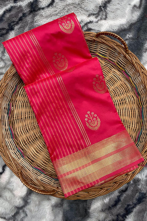 VastraLakshmi Gleaming Dark Pink Soft Banarasi Silk Saree With Refreshing Blouse Piece