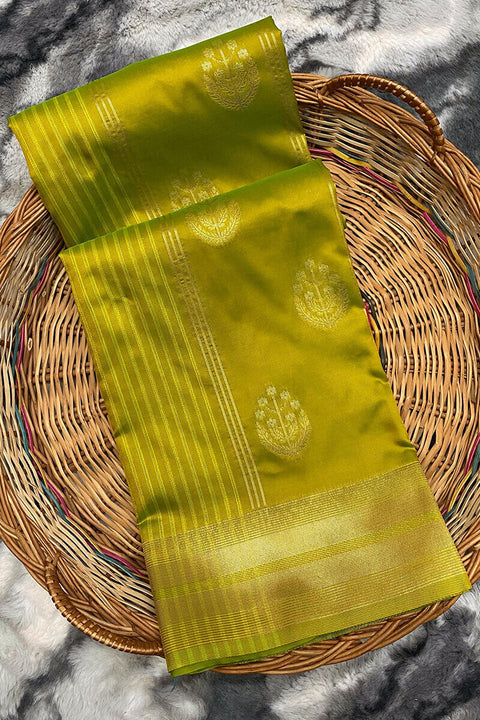 VastraLakshmi Flaunt Green Soft Banarasi Silk Saree With Sensational Blouse Piece