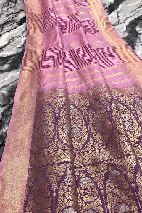 VastraLakshmi Skinny Pink Soft Banarasi Silk Saree With Outstanding Blouse Piece