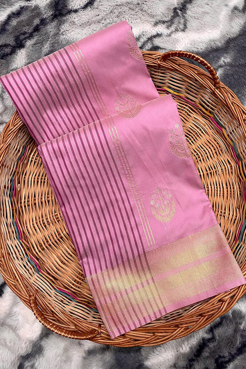 VastraLakshmi Skinny Pink Soft Banarasi Silk Saree With Outstanding Blouse Piece