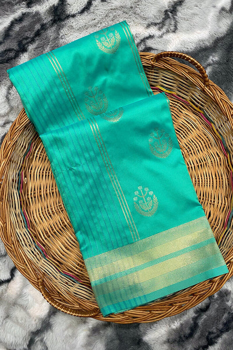 VastraLakshmi Demanding Turquoise Soft Banarasi Silk Saree With Smart Blouse Piece