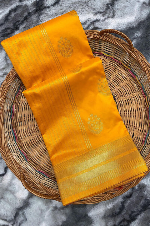 VastraLakshmi Preferable Yellow Soft Banarasi Silk Saree With Fairytale Blouse Piece