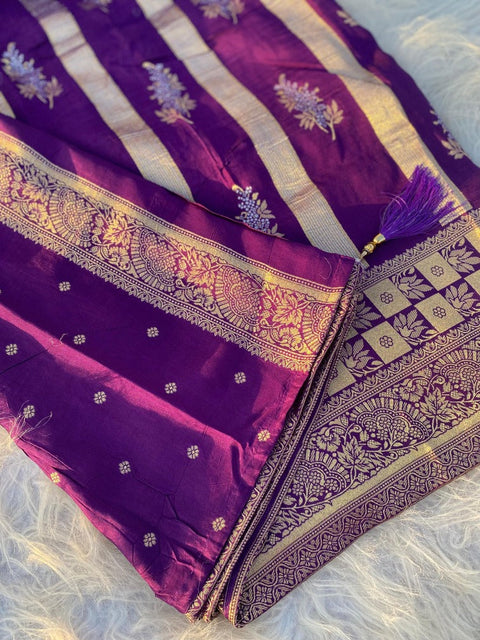 VastraLakshmi Gossamer Purple Soft Banarasi Silk Saree With Magnetic Blouse Piece