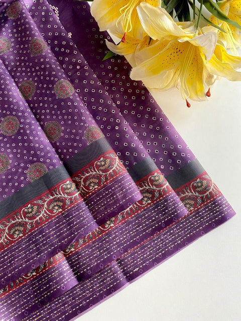 VastraLakshmi Entrancing Purple Embroidery Work Soft Silk Saree With Adoring Blouse Piece