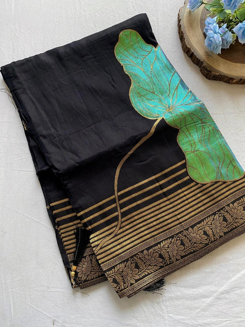 VastraLakshmi Gratifying Black Soft Banarasi Silk Saree With Refreshing Blouse Piece