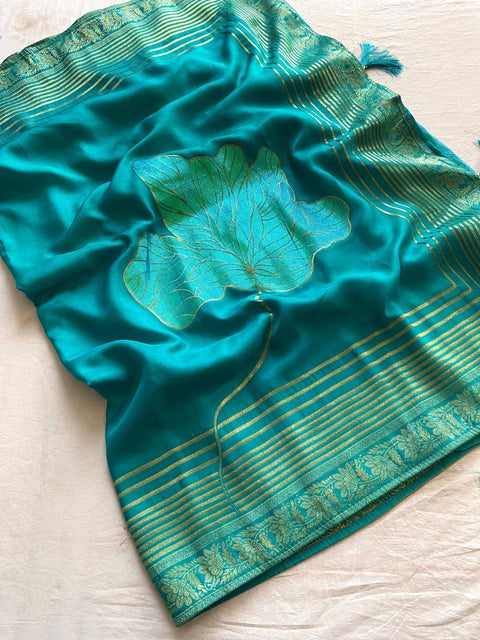 VastraLakshmi Staring Firozi Soft Banarasi Silk Saree With Jazzy Blouse Piece