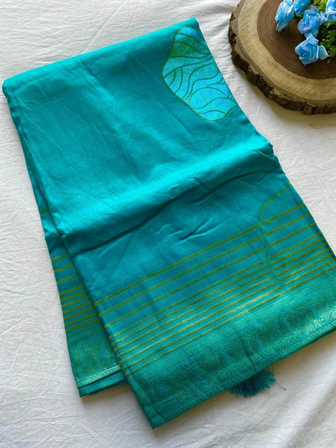 VastraLakshmi Staring Firozi Soft Banarasi Silk Saree With Jazzy Blouse Piece