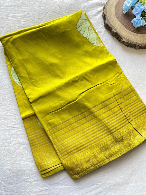 VastraLakshmi Captivating Mustard Soft Banarasi Silk Saree With Blissful Blouse Piece