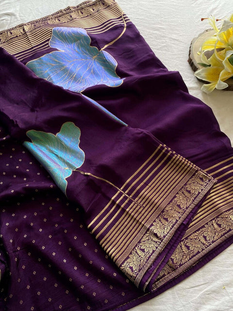 VastraLakshmi Delightful Purple Soft Banarasi Silk Saree With Classic Blouse Piece