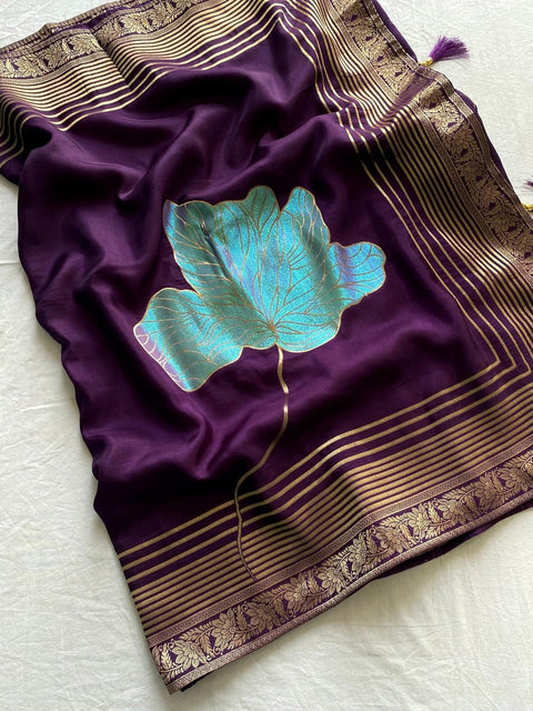 VastraLakshmi Delightful Purple Soft Banarasi Silk Saree With Classic Blouse Piece