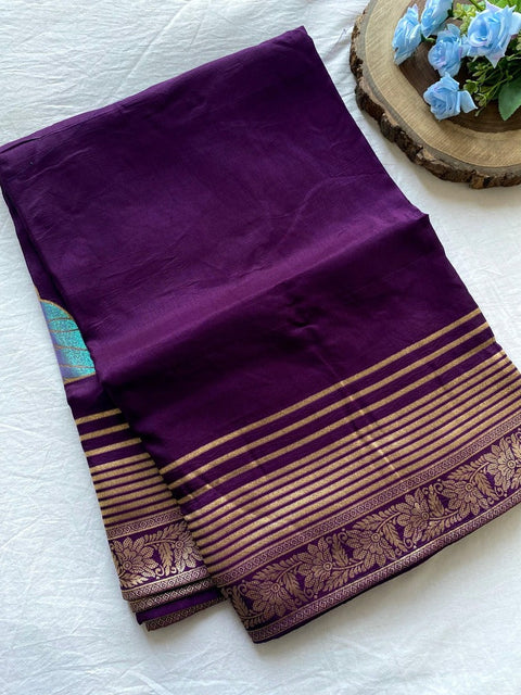 VastraLakshmi Delightful Purple Soft Banarasi Silk Saree With Classic Blouse Piece