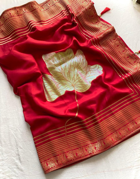 VastraLakshmi Admirable Red Soft Banarasi Silk Saree With Excellent Blouse Piece