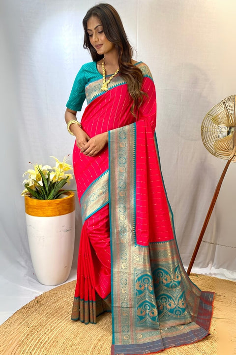 VastraLakshmi Staring Dark Pink Soft Banarasi Silk Saree With Impressive Blouse Piece