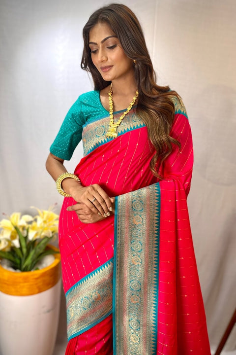 VastraLakshmi Staring Dark Pink Soft Banarasi Silk Saree With Impressive Blouse Piece