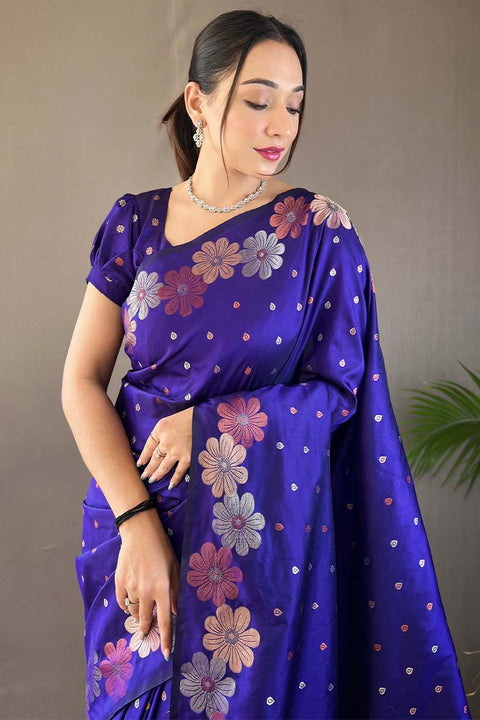 VastraLakshmi Prominent Royal Blue Soft Banarasi Silk Saree With Glorious Blouse Piece