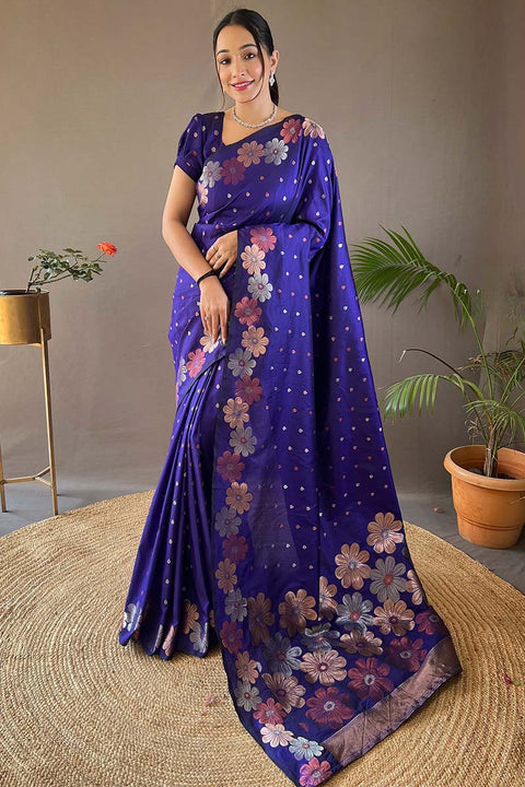 VastraLakshmi Prominent Royal Blue Soft Banarasi Silk Saree With Glorious Blouse Piece