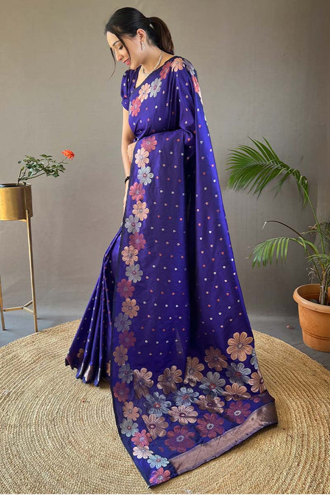 VastraLakshmi Prominent Royal Blue Soft Banarasi Silk Saree With Glorious Blouse Piece