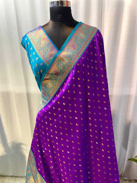 VastraLakshmi Bucolic Purple Soft Banarasi Silk Saree With Eloquence Blouse Piece