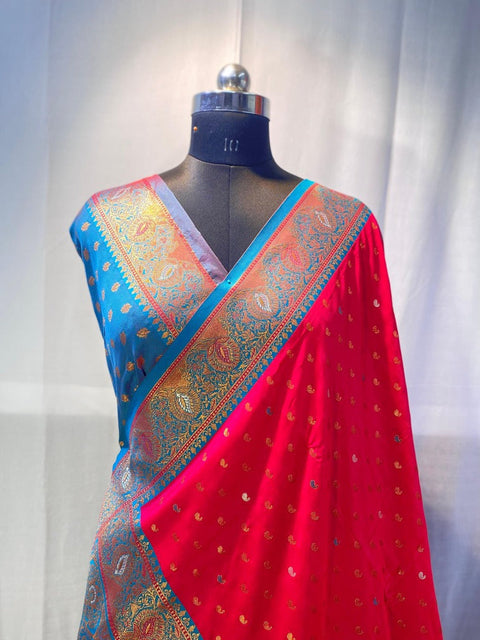 VastraLakshmi Susurrous Red Soft Banarasi Silk Saree With Confounding Blouse Piece