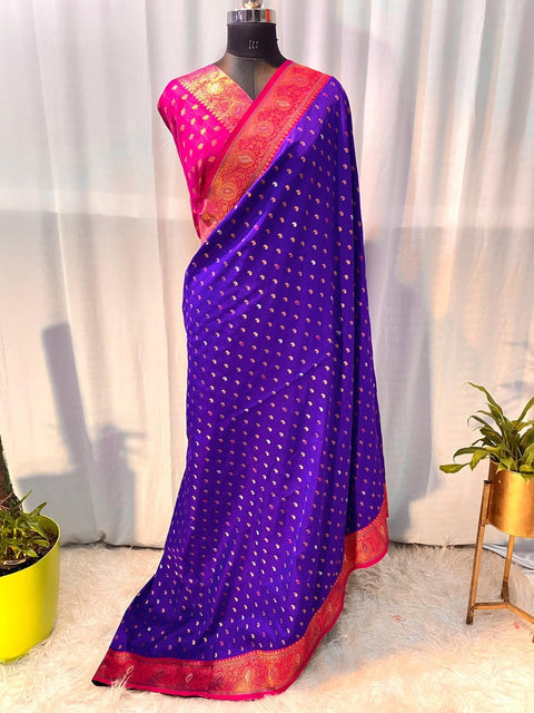 VastraLakshmi Tempting Royal Blue Soft Banarasi Silk Saree With Prodigal Blouse Piece