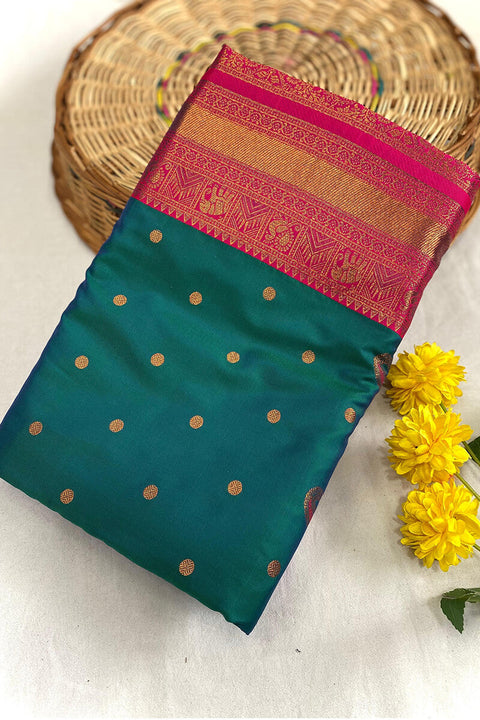 VastraLakshmi Pleasurable Dark Green Soft Banarasi Silk Saree With Transcendent Blouse Piece